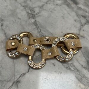 The Limited Gold, Diamond and faux leather Bracelet sparkly chic